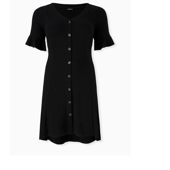 SOLD Torrid Black dress SS button hi-lo 2X NWT - Picture 2 of 6